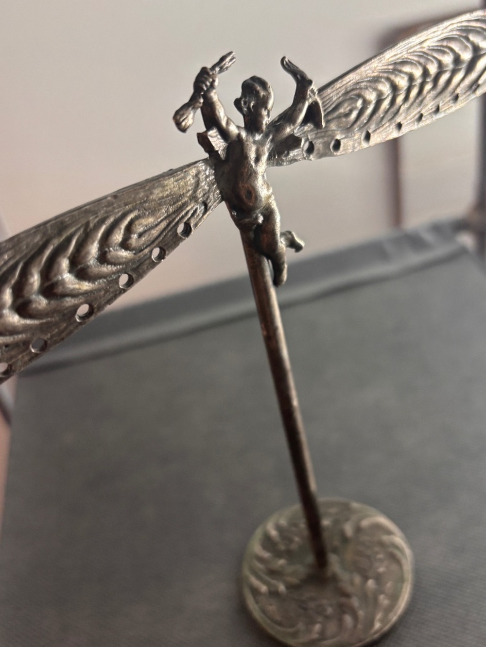 Pewter cherub earring holder stand decor